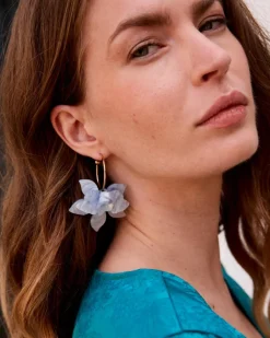 Boucles d’oreilles fleur bleue