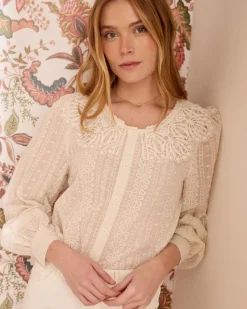 Chemise à col en dentelle Pilar