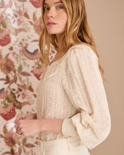 Chemise à col en dentelle Pilar