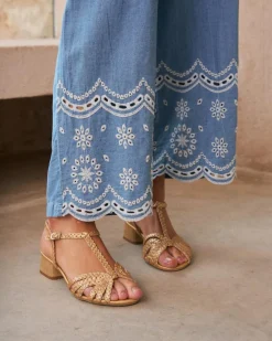Mara Pantalon en denim brodé