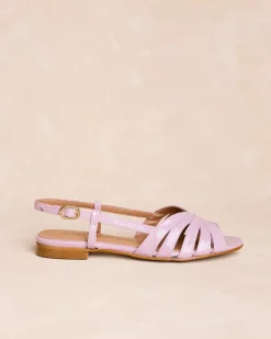 Sandale plate mauve